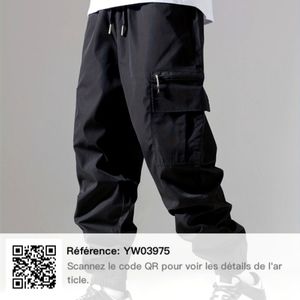 Pantalon noir pour homme Cargo De Rue Graphique De Lettre  À Cordon serrage